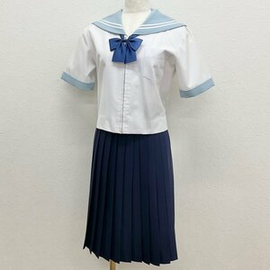 U520/S576(中古)岐阜県 私立 中京高校 女子制服3点 /旧制服/M～L程度/W66/セーラー/夏スカート/リボン/水色襟/夏服/半袖/学生服/卒業生品/