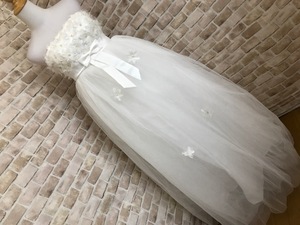 f15004■ロングドレス　衣装　ホワイト　チュール　モチーフ　