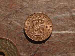 オランダ領東インド(インドネシア)　1/2Cent　青銅　1945年P　KM#314.2　(17.1mm, 2.3g)