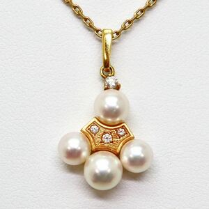 ＊MIKIMOTO(ミキモト)K18アコヤ本真珠/天然ダイヤモンドペンダント＊a 5.9g 40.5cm パール pearl diamond jewelry pendant EC6/EC