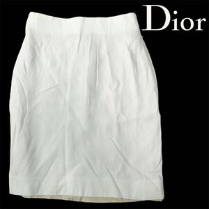 h302 Christian Dior クリスチャン ディオール タイト スカート ひざ丈スカート ホワイト 白 36 フランス製 8P12033062 レディース 正規品