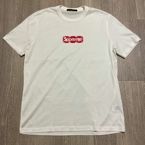 HA706 美品 LOUIS VUITTON × Supreme ボックスロゴ 半袖Tシャツ sizeL HDY92WJCB 413N コットン100% シュプリーム