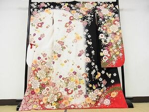 平和屋-こころ店■豪華振袖　駒刺繍　花蝶文　手毬　暈し染め　金彩　正絹　逸品　AAAE1311Bzg