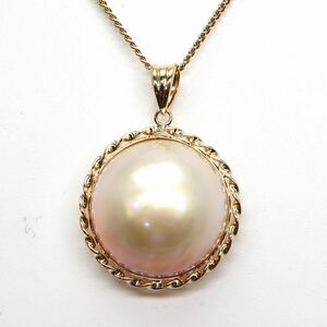 ◆K18 マベパールネックレス◆M 約5.5g 約40.0cm パール pearl diamond necklace jewelry ジュエリー EC3/EC3