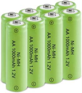 単3形 電池 充電式 ニッケル水素電池1000mAh 1.2V 8本入 約1000回繰り返し充電可能 単三 3電池 充電池 ソー