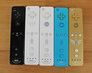 ◇現状品◇ Nintendo Wii リモコン モーションプラス コントローラ RVL-036 GOLD1個/シロ2個/クロ1個/アオ1個 計5個セット 傷み（2733161）