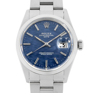 ロレックス オイスターパーペチュアル デイト 1500 ブルー モザイク 26番 アンティーク メンズ 腕時計