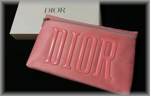 未使用新品 Dior クリスチャン・ディオール ビッグポーチ クラッチバッグ フェイクスエード×エナメル 激かわピンク 箱付 ノベルティ