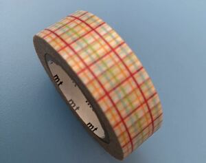 格子　赤　生産完了品　マスキングテープ mt マステ カモ井 washi adhesive tape 生産終了品　廃盤　販売完了