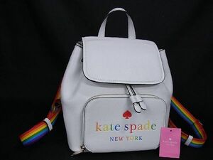 1円 ■新品■未使用■ kate spade ケイトスペード K7292 レザー リュックサック バックパック レディース ホワイト系×マルチカラー BE3373