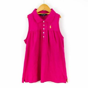 ラルフローレン ワンピース ノースリーブ ポニーロゴ 衿付き コットン100% キッズ 女の子用 160サイズ ピンク RALPH LAUREN