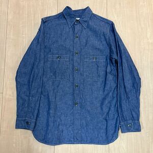 Warehouse (ウエアハウス) Lot 3044 USN CHAMBRAY SHIRTS / シャンブレーシャツ (無地) 美品 インディゴ size 38 ダックディガー　アメカジ