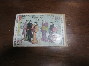 日本郵便切手2枚「鳥居清長」昭和57年（1982年）消印あり