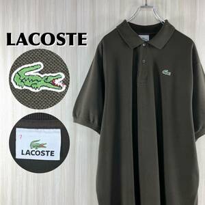 【入手困難】【ビッグサイズ】【希少カラー】LACOSTE ラコステ ワニ 鹿の子 ちょうちん袖 半袖ポロシャツ サイズ7 チャコール 2XL 古着