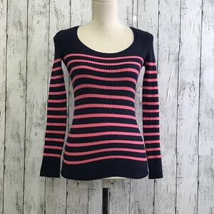 GAP　ギャップ　ボーダーニット　XXSサイズ　ネイビーｘピンク　T-104　USED