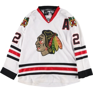 古着 Reebok NHL CHICAGO BLACKHAWKS シカゴブラックホークス ゲームシャツ ホッケーシャツ カナダ製 メンズXL ヴィンテージ /eaa342058