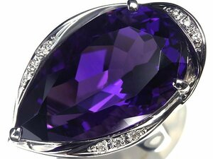 UL11416D【1円～】新品【RK宝石】≪Amethyst≫ 妖艶な輝き!! 極上アメジスト 超特大21.75ct! 極上ダイヤモンド Pt900 高級リング ダイヤ