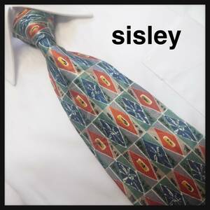 sisley シスレー　幾何学模様　光沢　ブランド　メンズ　スーツ　小物　ネクタイ
