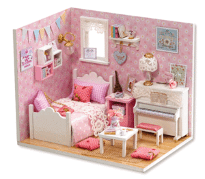 新品! ドールハウスの家具diyミニチュア3D木製miniaturasドールハウスのおもちゃ子供の誕生日プレゼントカサ子猫日記 １２