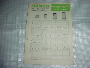 1971年2月　SANYO　ホームフリーザー　HF-50/90/70/110F/のサービスガイド