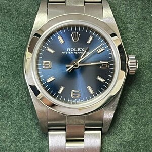 ROLEX　ロレックス　腕時計　オイスターパーペチュアル　ブルー文字盤　76080　アナログ　SS　付属品あり　レディース　消費税込み　