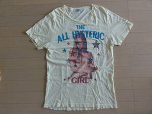 美品 HYSTERIC GLAMOUR THE ALL HYSTERIC GIRL Tシャツ クリーム色 Mサイズ 0242CT24