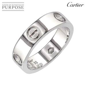 カルティエ Cartier ラブ #55 リング ハーフ ダイヤ 3P 18K WG ホワイトゴールド 750 指輪 LOVE Ring 90224265