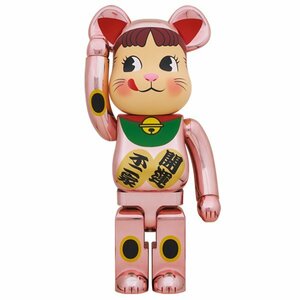 新品未開封 1000％ BE@RBRICK 招き猫 ペコちゃん 桃金メッキ ベアブリックMEDICOMTOY メディコムトイ 不二家　ピンクゴールド