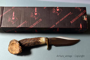 Vintage KNIFE black jack CROWN STAG ＃31420 (Y1643楽Ｍ） 巨大美麗鹿骨柄 ＢＪ-14CROWN TRAILGUIDE LIMITED