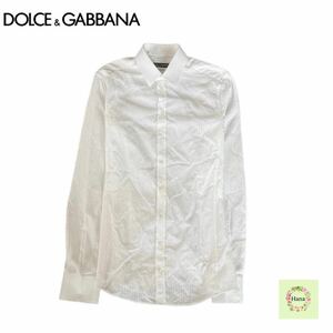 【美品】 DOLCE&GABBANA SICILIAN ドルチェ&ガッバーナ シシリア ドルガバ ワイシャツ Yシャツ ストライプ 長袖37 141/2 メンズ トップス