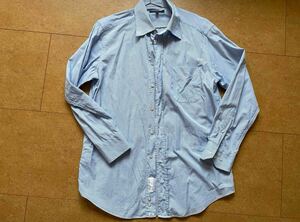 新社会人洗い替え用Yシャツ長袖シャツ41-84スリムモデル水色系細ストライプ