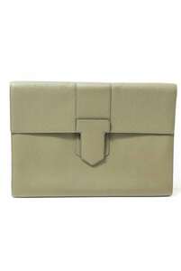 美品 DELVAUX Presse A4 Taurillon Soft レザー クラッチ バッグ ONE SIZE オリーブ デルヴォー KL4CLULK01