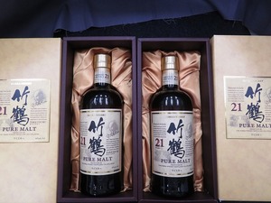 0415y1 ニッカ 竹鶴 21年 ピュアモルト ウイスキー 700ml 未開栓 2本 