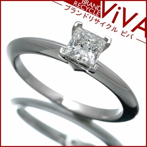 ティファニー スクエア プリンセスカット ダイヤモンド リング 指輪 Pt950 プラチナ 5.5号 0.33ct 美品 新品仕上げ済み