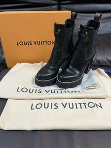 【中古・数回使用のみ】ルイヴィトンLOUIS VUITTON ショートブーツ ボブール・ライン アンクルブーツ