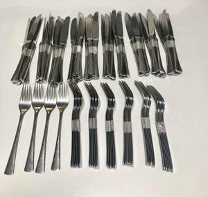 BIG SALE ★★おすすめ★★ TRIO STAINLESS USED FORKS & KNIVES スタンレス１８-８テーブルフォーク40本ナイフ40本(80本セット)中古です。