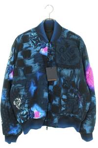 ルイヴィトン LOUISVUITTON 21AW Solt Print Bomber サイズ:46 中綿ダミエ総柄ソルトプリントボンバージャケットブルゾン 中古 SB01