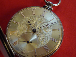 ★金無垢ケース鍵巻き式15石 TF Cooper アンティーク時計・フル彫刻の機械部