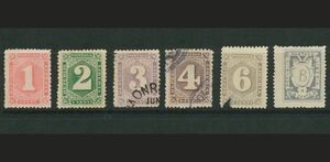 外国切手　リベリア　使用済み　未使用　1885年数字　P11.5×10.5　1ｃ～8ｃ　6種　6ｃは破れ　未使用はＮＧ
