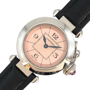 カルティエ Cartier ミスパシャ W3140026 ピンク SS/レザー 腕時計 レディース 中古