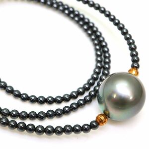 ＊K18南洋黒蝶真珠ネックレス＊m 約8.1g 約42.5cm 11.8mm珠 黒真珠 パール pearl jewelry necklace accessory DC0/DE0