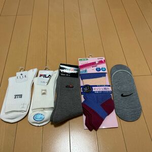 新品未使用　スポーツソックスまとめ売り5足セット　ELLE FILA ellesse GUNZE グンゼ　NIKE ナイキ