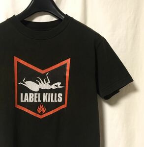 【90s 00s USA製 BLACK LABEL LABEL KILLS ビンテージ Tシャツ】ブラックレーベル スケボー スケーター 黒　S santa cruz thrasher