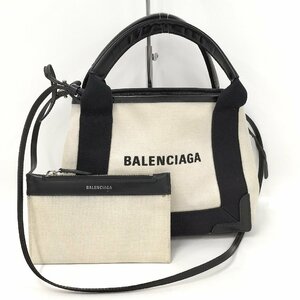 ●バレンシアガ BALENCIAGA ネイビーカバスXS ２WAYバッグ キャンバス 390346 [Jコレ]659M/dc