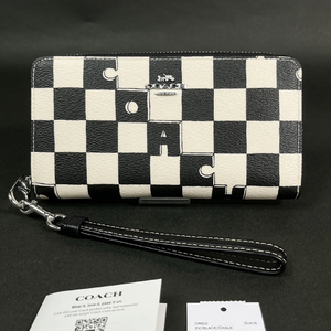 【COACH 本物 新品 コーチUSAアウトレット正規品】ロング ジップ ウォレット チェッカーボード プリント 長財布 財布 CR622 レディース