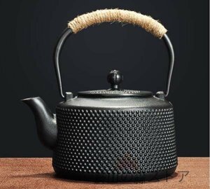 鋳鉄製鉄瓶 鉄の急須 老鉄瓶 提梁鉄瓶 手作り コーティングなし お茶の道具 1.6L