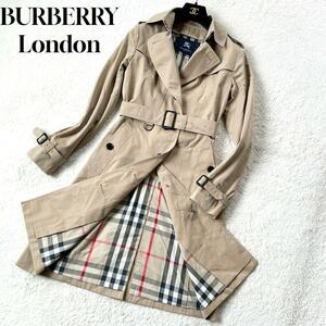 1円～ 未使用級 BURBERRY London バーバリー ロンドン トレンチコート シングル 裏ノバチェック ベージュ メガチェック L レディース