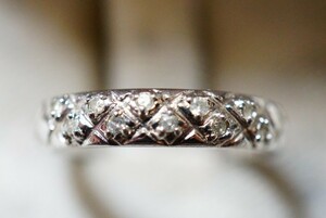 122 天然ダイヤモンド 0.10ct リング 指輪 ヴィンテージ アクセサリー Pt100 SILVER880刻印 アンティーク 天然石 宝石 装飾品