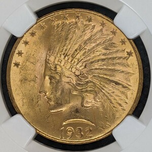 【高鑑定】1932年 アメリカ インディアンヘッド 10ドル 金貨 NGC MS63 リバティー イーグル PCGS 資産 アンティーク コイン