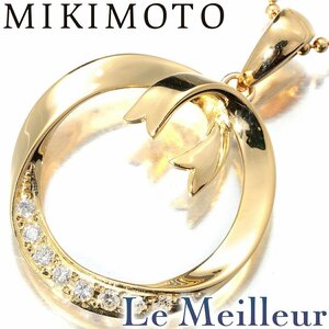 ミキモト リボン デザインネックレス ダイヤモンド K18 MIKIMOTO 中古 プレラブド 返品OK『5％OFFクーポン対象』
